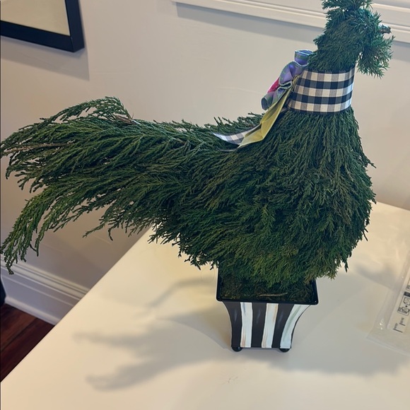 MacKenzie-Childs Green Topiary Hen with Pink and Black Accents - Picture 6 of 7